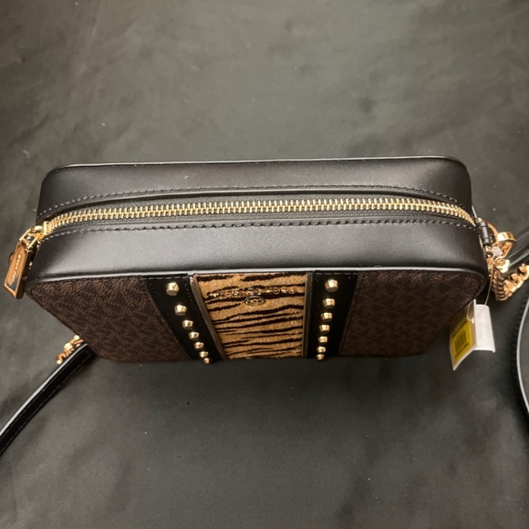 NWT Michael Kors Lg. Jet Set Crossbody/Soulder Bag. Calf Hair/Animal Print Front - Picture 7 of 16